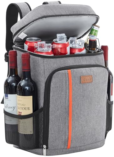 Lifewit Mochila Nevera, Mochila Isotérmica Resistente al Agua, Ligera y Hermética, Bolsa Neveras Estanca para Hombre, Mujer, Adulto, Trabajo, Picnic, Playa, Camping, Viajes, Gris, 30L