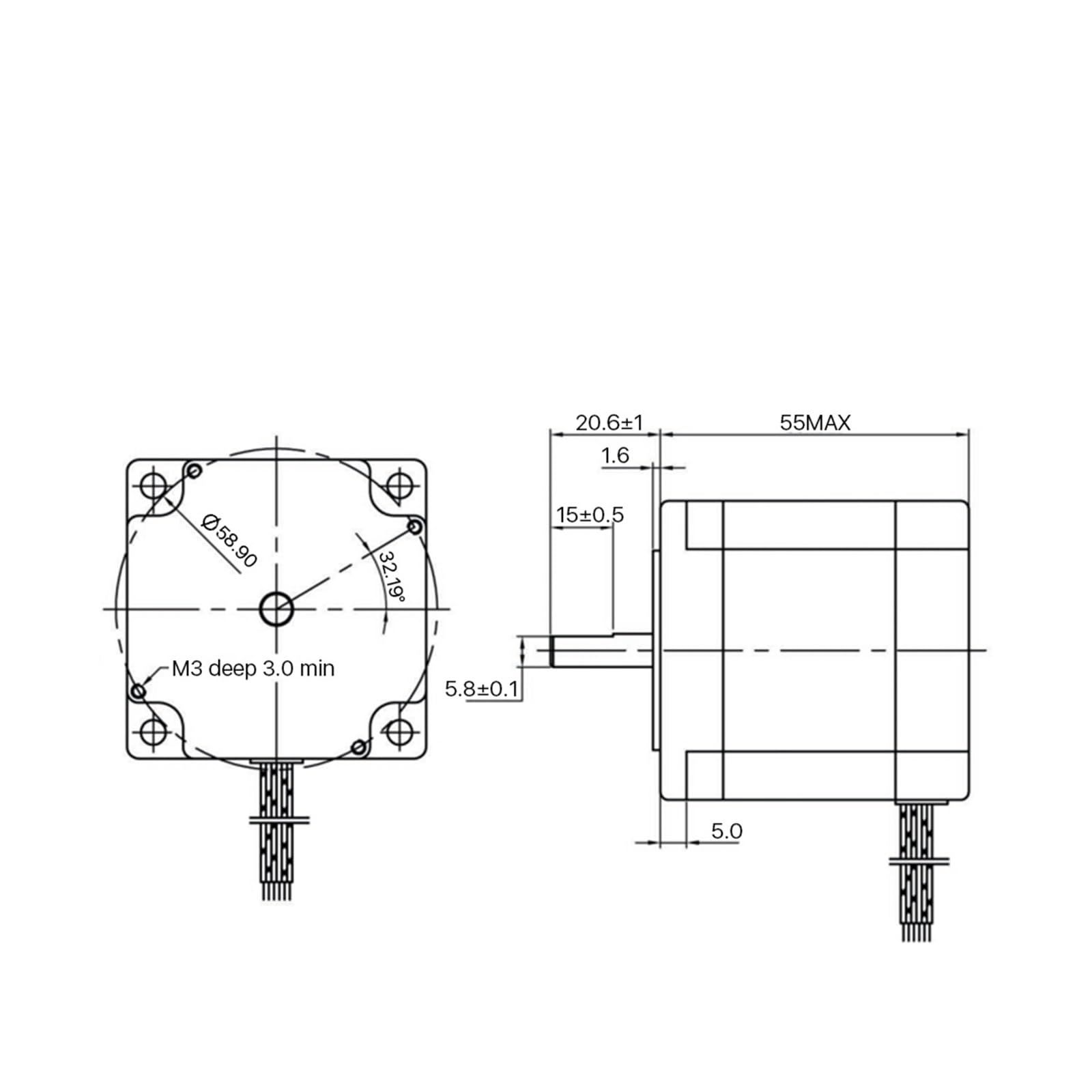 Motor paso a paso Motor paso a paso Nema23 de 2 fases 0.9Nm 3.0A 57HS09 Motor paso a paso for impresora 3D fresadora de grabado CNC