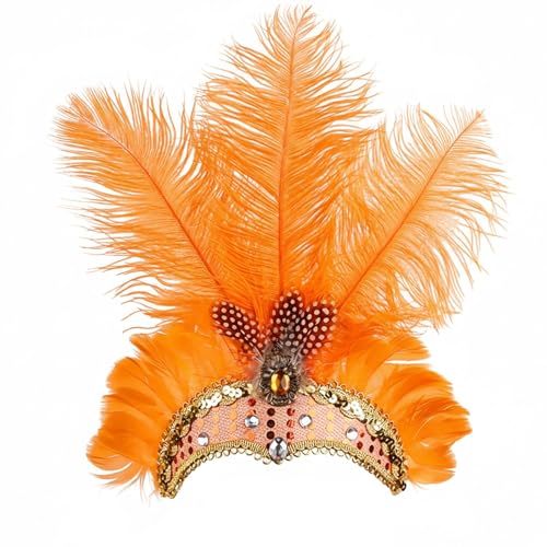Orange Feather Headpiece Feather Headpiece Carnival Headband for Rio Party Vegas Costume Accessories