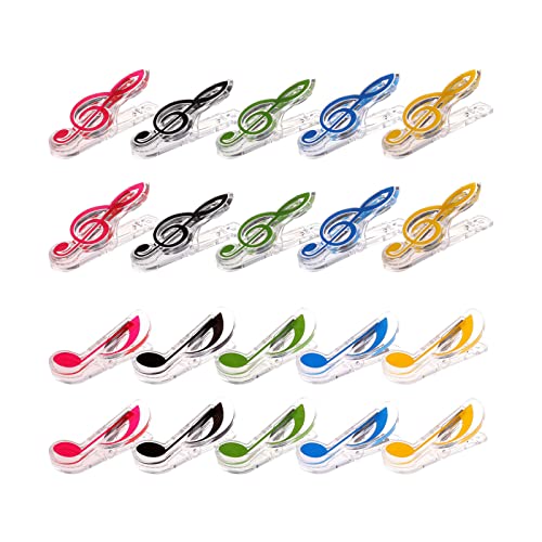 30 graffette musicali multicolore, clip per note musicali, chiave di violino e ottava nota, in plastica, per libri musicali, segnalibri, cancelleria