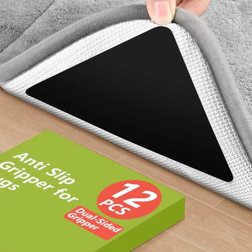 12 Pcs Rug Tape, Non Slip Carpet Tape for Hardwood