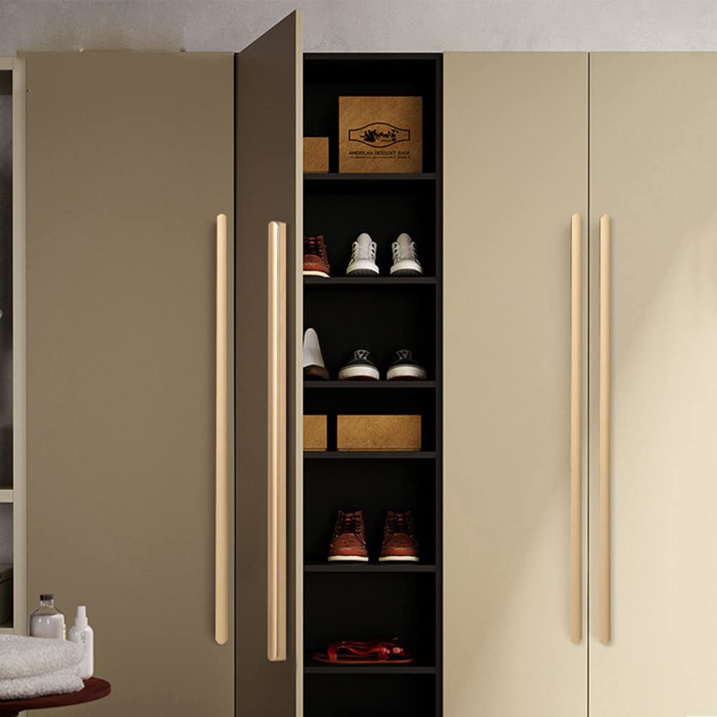 2 pezzi Maniglioni per Armadio Pomelli per Mobili Maniglia per guardaroba Oro spazzolato Tiretti del cassetto Dell'armadio Lega di alluminio Manopole Maniglie per tirare (Length 1200mm)