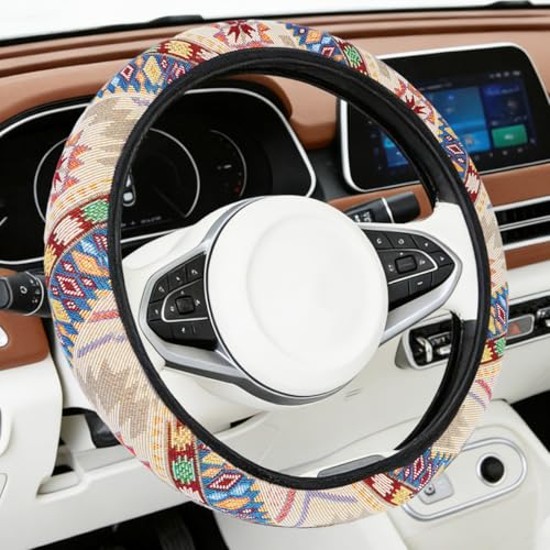 Bohemian Steering Wheel Cover 14-15 Steering Wheel Accessories Boho Beige