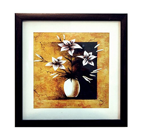 Image of eCraftIndia 'Abstract Pot and Flower Theme' UV Art Painting (Synthetic Wood, 23 cm x 23 cm, Satin Matt Texture)