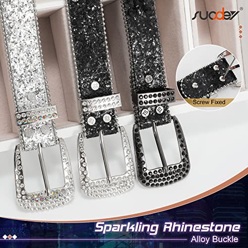 SUOSDEY Skull Rhinestone Sparkly Bling Diamond Sequin Studded Western Cowgirl Cowboy Belt3