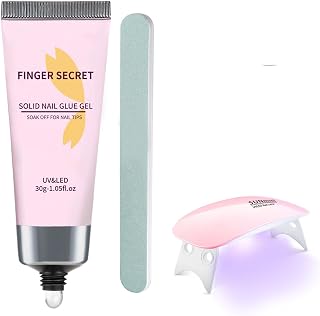 Nail Glue for Press Ons 30ml/1.05fl.oz,Gel Nail Polish Kit with UV Light and Long Sand Bar,Glue for Nail Gems are Not Easy to Lose to Keep Lasting,3PCS