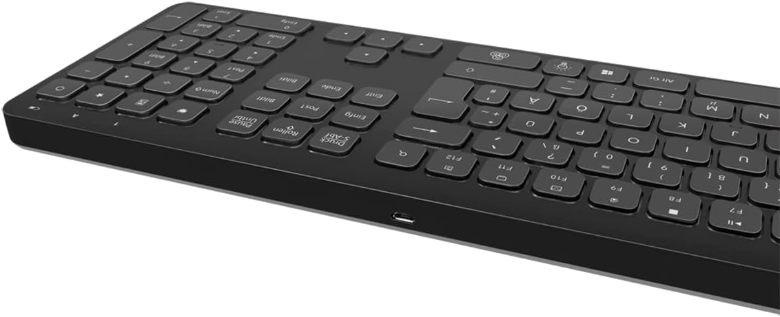 Side view of LogiLink ID0209 keyboard showing Micro USB charging port