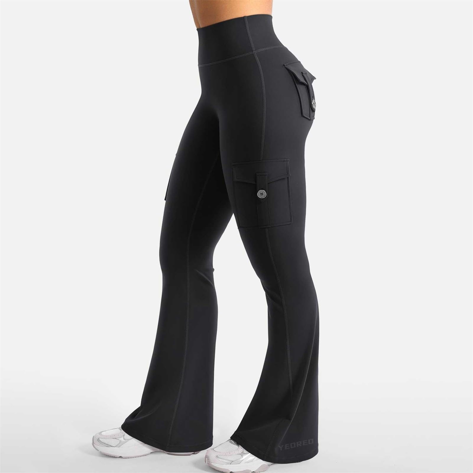 Pantaloni Yoga Donna a Zampa Vita Alta Leggings con Tasche Lavoro Flared Pantalone Eleganti Pancia Piatta Leggins Sportivi Gym Trousers Curvy Palestra E Uso Quotidiano Pants Slim Fit