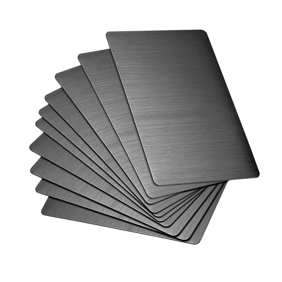 15Pcs Thick 0.4mm Stainless Steel Blank Metal Card Business Card 88x53mm Plate Silver Tone (Silver Tone, 100x50x0.4mm)