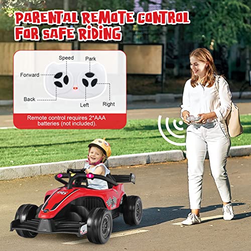 GYMAX Kids Electric Ride on Car, 12V Battery Powered Toy Car with Remote Control, LED Lights, USB, MP3, Spring Suspension & Safety Belt, Children Race Ride Car for 3 - 7 Years Old (Red) - Image 4