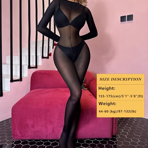 HTRUIYATY Damen Bodystocking Sexy UltradüNner Full Body Stockings Nylon GanzköRper Strumpfhose Bodysuit