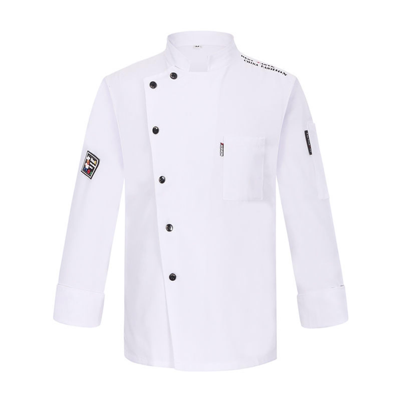 Giacche da Chef Uomo, Camice da Chef Professionale a Manica Lunga Divisa da Cucina Traspirante e Leggera, Uniforme da Lavoro per Ristorante Hotel Catering Resistente e Comoda
