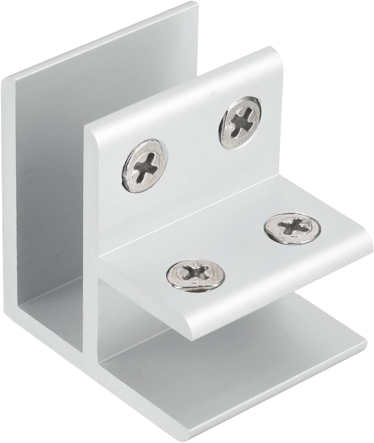 uxcell 90 Degree Glass Clamp, Aluminum Alloy Adjustable Glass Clip Clamp for 14-16mm Thickness Wall Mounting Support Bracket for Shelf Mirror Shower Doors, Silver