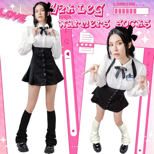 Image of Geyoga Y2k Accessories Harajuku Leg Warmers Gyaru Clothes Japanese Kawaii Girls Leg Warmers Goth Cute Lolita Knit Boot Socks