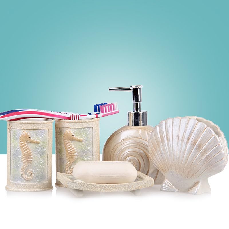 Juego de baño de resina de lujo con dosificador y detalles estilo europeo
