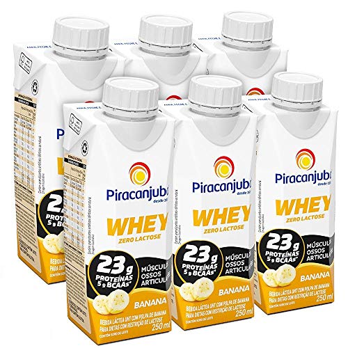Kit Piracanjuba Whey Zero Lactose Sabor Banana 6x250ml