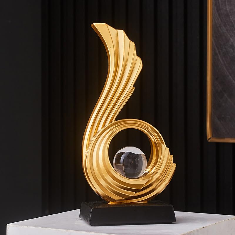 Escultura Abstracta Dorada de Resina 28.3 cm miniatura 5
