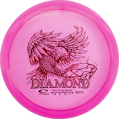 Latitude 64 Opto Diamond Disc Golf Fairway Driver | Easy to Throw Disc Golf Beginner Driver | Durable Premium Plastic | High Glide w/Understable Flight & Great Control | 150-160g (Pink)