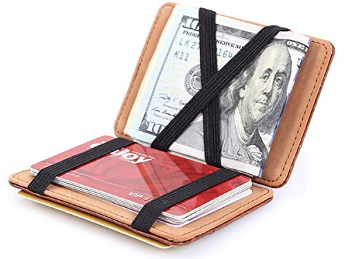 Patty Both Slim Leather Pocket Wallet with Magic Money Clip & Card Holders (Black)2