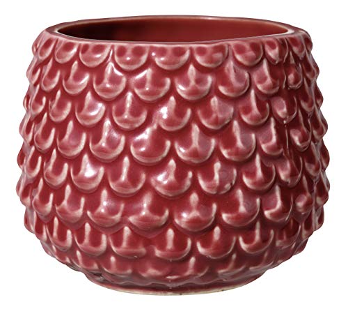 Bloomingville Blumentopf Pinecone Retro Übertopf Vintage Pflanztopf für Zimmerplanzen, Sukkulenten S (9,5 cm ø) Öffnung: 7 cm ø, rot, Keramik