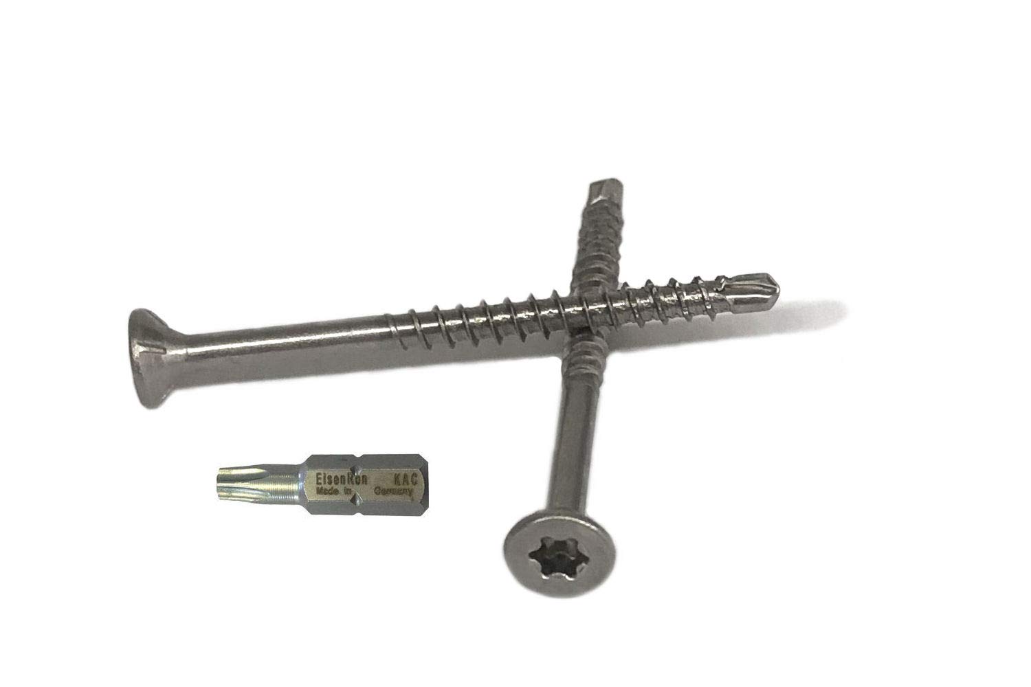 Viti per pannello truciolare, punta in acciaio inox, 5 x 70 mm, 500 pezzi Torx a testa svasata A2