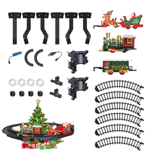 Wisylizv Juego navideño, vehículo navideño recargable con riel | Eléctrico para árbol de Navidad con música para niños a partir de 3 años para fiestas en casa decoración interior juego