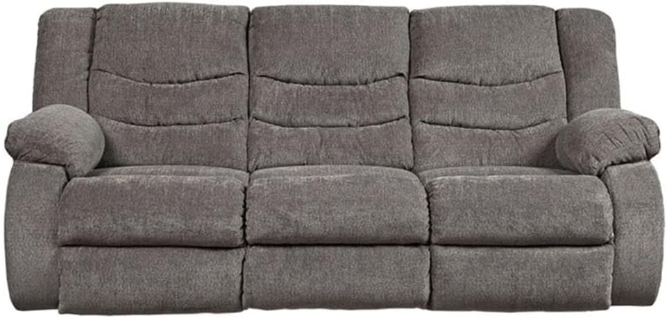 BOWERY HILL Contemporary Gray Reclining Chenille Fabric Sofa Set