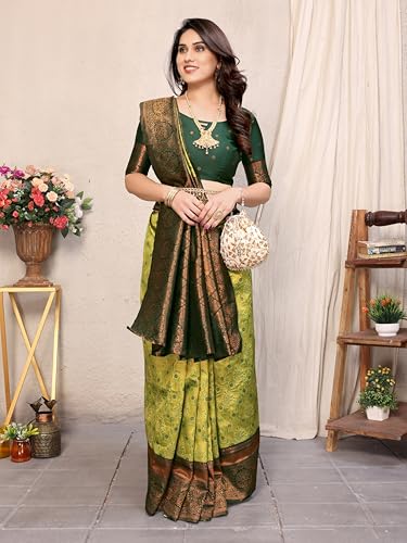 Image of Women's Kanjivaram Soft Silk Banarasi Saree With Blouse Piece | Banarasi Sari For Women | Saree with Blouse piece