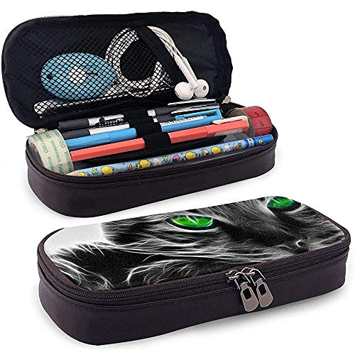 Estuche De Lápices De Piel De Gato De Ojos Verdes
