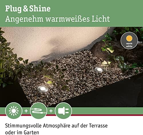 Paulmann 93949 Outdoor Plug & Shine Set Ground recessed Lighting IP65 3000K 3x2.5W 24V 55mm Silver Stainless Steel/Plastic, 7.5 W