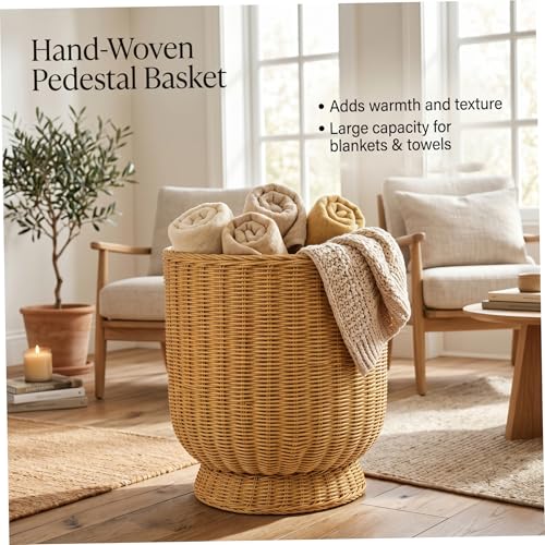 Porte-fleurs pour intérieur et extérieur grand panier osier