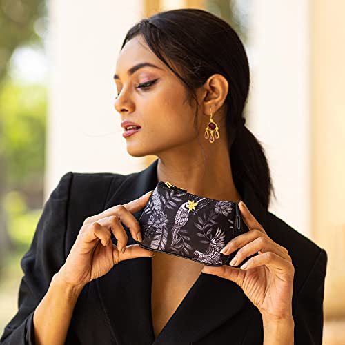 Image of Anuschka Zip Travel Pouch - Wanderlust Collection - Nylon Fabric with Genuine Leather Trim and Artwork Print
