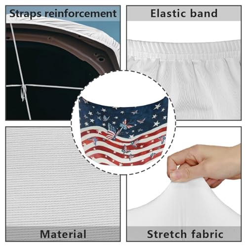 Image of Car Hood Cover Stretch Polyester Fabric Cover American Flag Butterfly Car Hood Covers Protector Easy Installation Removable Automotive Accessories Suitable for Cars