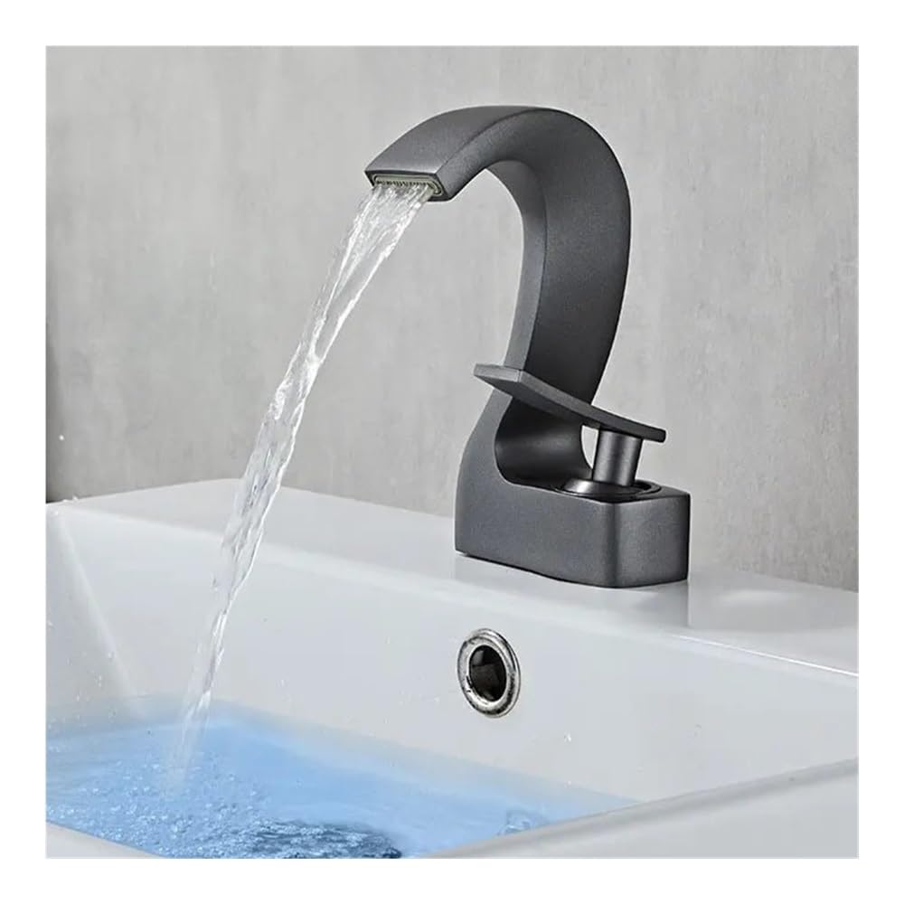 Blyqxs Grey Bathroom Single-Hole Basin Hot And Cold Water Faucet Washbasin Bathroom Counter Basin Faucet W3040(Grey)