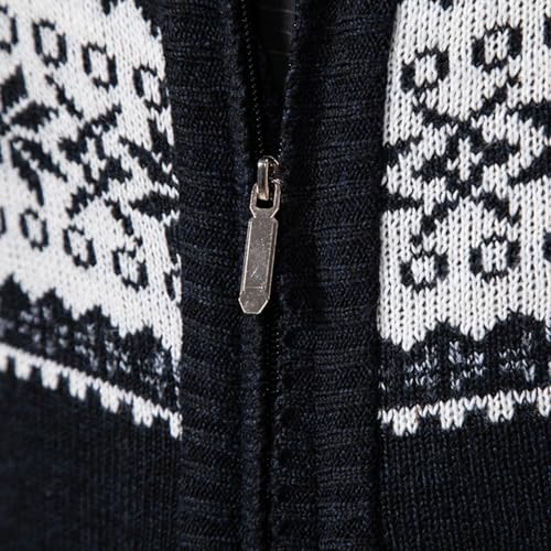 Men's Cardigan Sweaters Stand Collar Thick Knitted Full Zip Sweater with Snowflake Pattern4