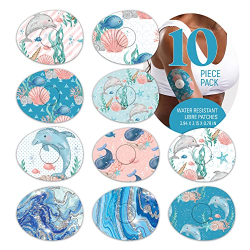 Rockadex adhesive patches - Compatible for Freestyle Libre sensor, Custom-Designed Freestyle Libre patches, Diabetic Supplies mix 10 pack Ocean