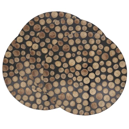 Platos decorativos redondos de madera y resina, paquete x4 miniatura 1