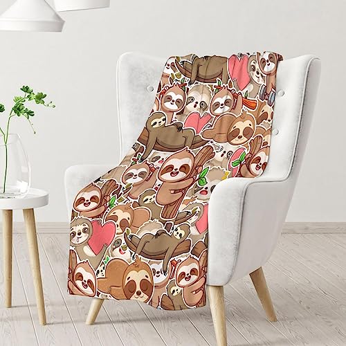 Mercuryelf Sloth Throw Blanket - Soft, Fuzzy & Warm - 40x50 Inches Flannel Blankets for Travel, Office - Brown Novelty Throws Gift for Kids