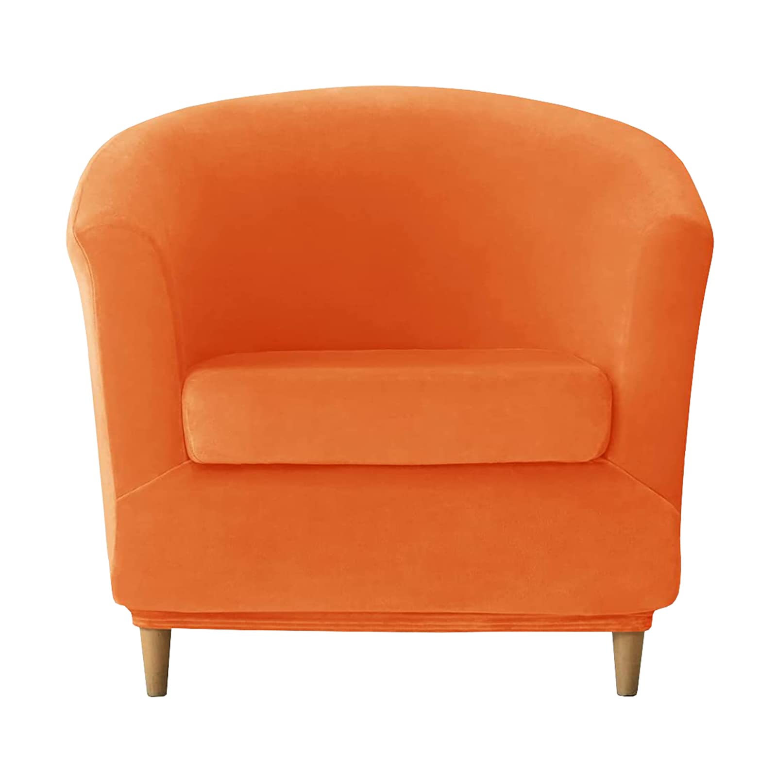 Jhld Orange Velvet Club Chair Slipcover 2 Piece, Tub Chair Cover Stretch Armchair Chair Slipcovers With Elastic Bottom Sofa Cover Machine Washable -2 Pieces