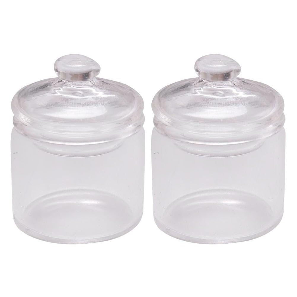Clear Glass Apothecary Jars Miniature 1: 12 Candy Buffet Display Canisters Mini Elegant Storage Jar Dollhouse Wedding Candy Organizer Decor 2pcs