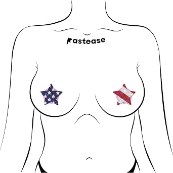 PASTEASE Patriotic Pasties - Nipple Covers - All American Picnic BBQ Parade Outfit Accessory | Waterproof & Latex Free