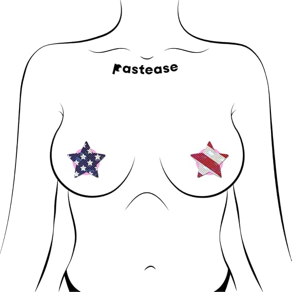 PASTEASE Patriotic Pasties - Nipple Covers - All American Picnic BBQ Parade Outfit Accessory | Waterproof & Latex Free