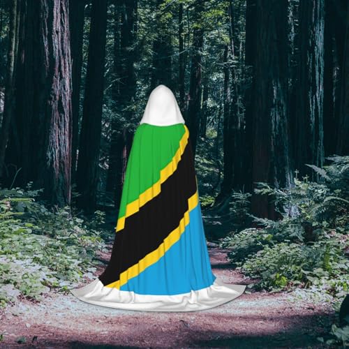 Cape à capuche drapeau Tanzanie longue pour Halloween sans effort