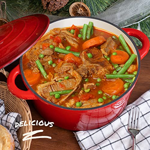 OVERMONT 26 cm Cocotte en Fonte Émaillée Four Hollandais Antiadhésive avec Couvercle Poignées e Recette – Image 3