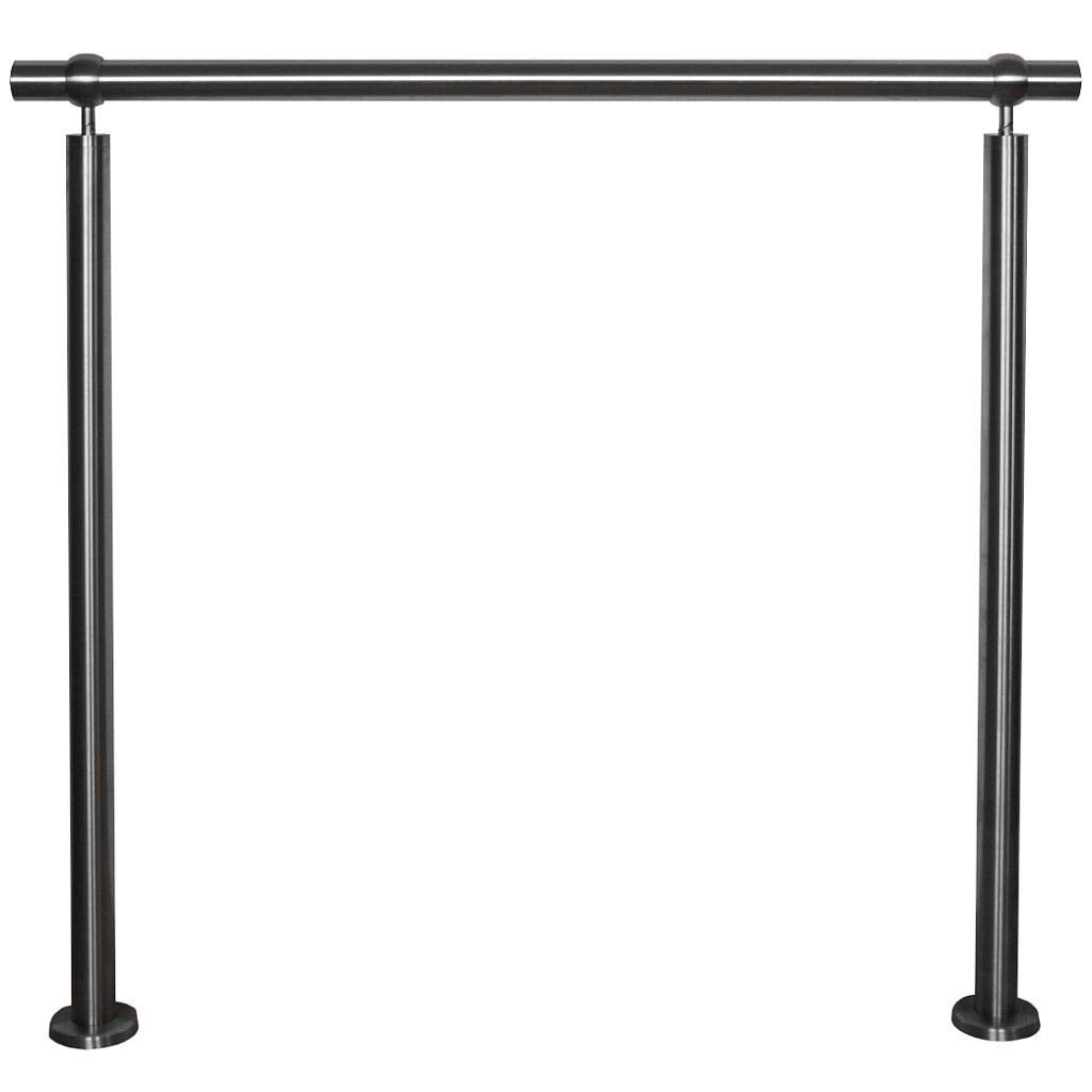 TIBU Edelstahl Geländer V2A für Balkon Terrasse Treppe mit waagerechten Streben, Aufmontage 0,6m-6m