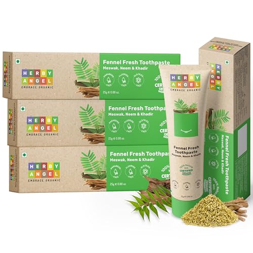 Image of Fennel Fresh Baby Toothpaste for Strong Teeth, Healthy Gums & Cavity Protection - 100% Natural & Organic Tooth Paste for Kids Ages 12 Months & Above (Pack of 4) (25 GM Each)