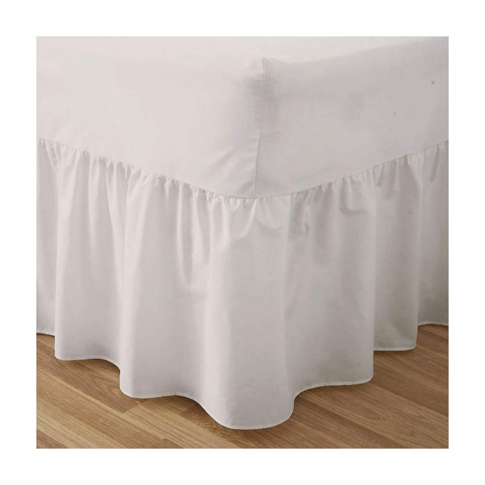Fitted Valance Sheets Double Size Bed Sheets Dyed 9.5 '' deep Plain Poly Cotton Bedding 11'' Frilly Drop, Cream