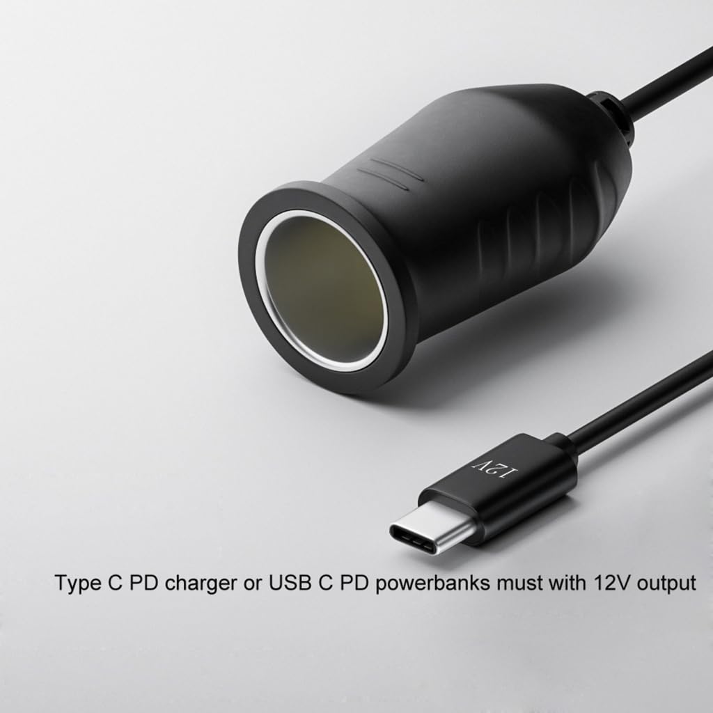 65W USB C a 12V presa accendisigari maschio a femmina accendisigari