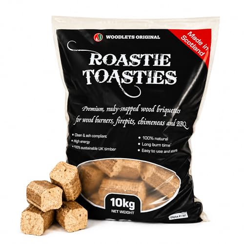 Roastie-Toastie Fire Heat Logs - Ultra Dry Compressed Fire Logs for Wood Burners Open Fires Multi-Fuel Stoves. Planet-Friendly Wood Briquettes. Made in Scotland 10kg