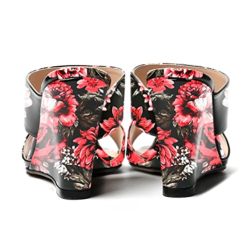 MERRORI Womens Patent Solid Party Sexy Open Toe Slip On Wedge High Heel Wedges Sandals 3.3 Inch4